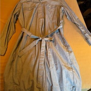 Stylish Gray Belted Shirt Dress